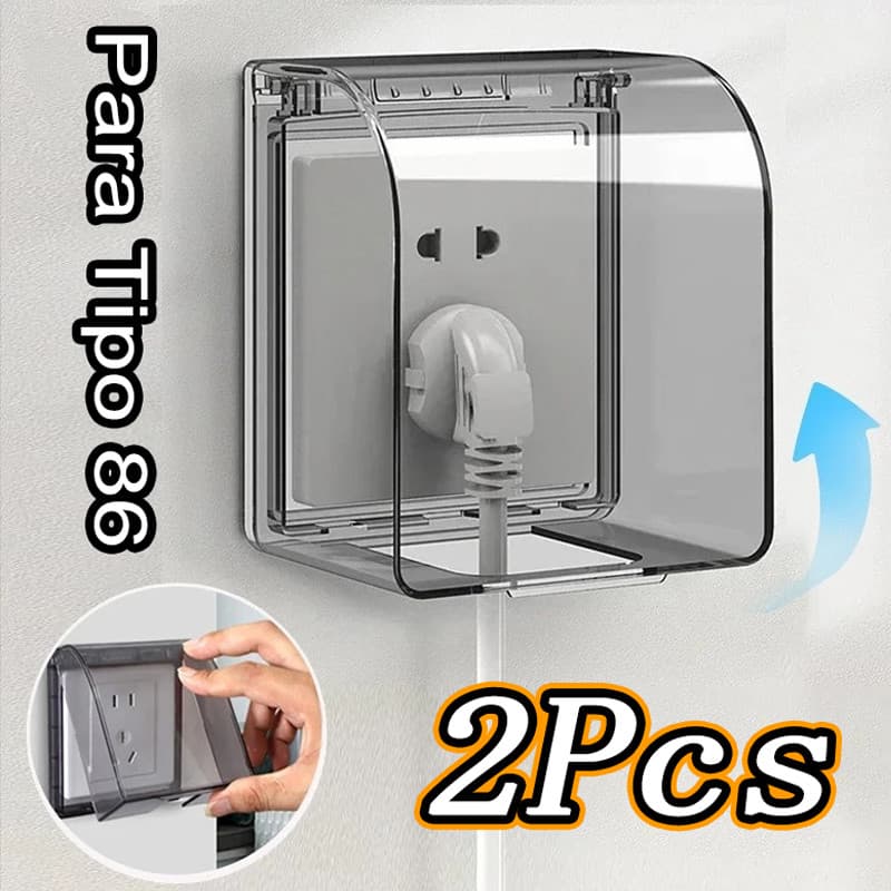 Kit 2 Peças Capas Protetoras Impermeáveis ​​em PP Para Interruptores E Tomadas Tipo 86, Para Banheiros E Cozinhas