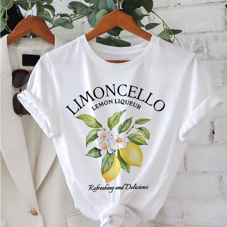 Camiseta Feminina Estampada Limoncello Limão Para o Verão Estilosa