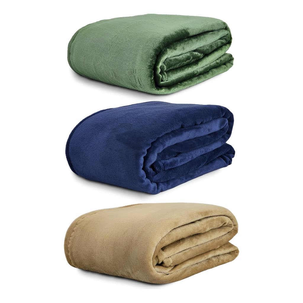 Kit 3 Mantas Flannel Tognato Queen 2,2x2,4m 240g Cor Bege Desenho Do Tecido Liso