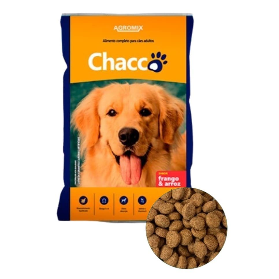 Ração chacco cães frango e arroz 15kg todas as raças premium
