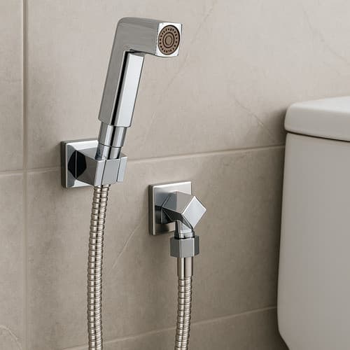 Ducha Higiênica Quadrada 1/4 De Volta Completa Cor Cromada D