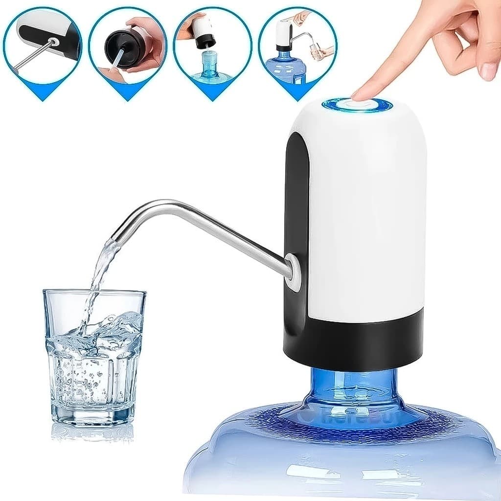 Bomba Elétrica Galão Água Recarregável USB Sensor Automático Bebedouro Torneira Portátil Prático