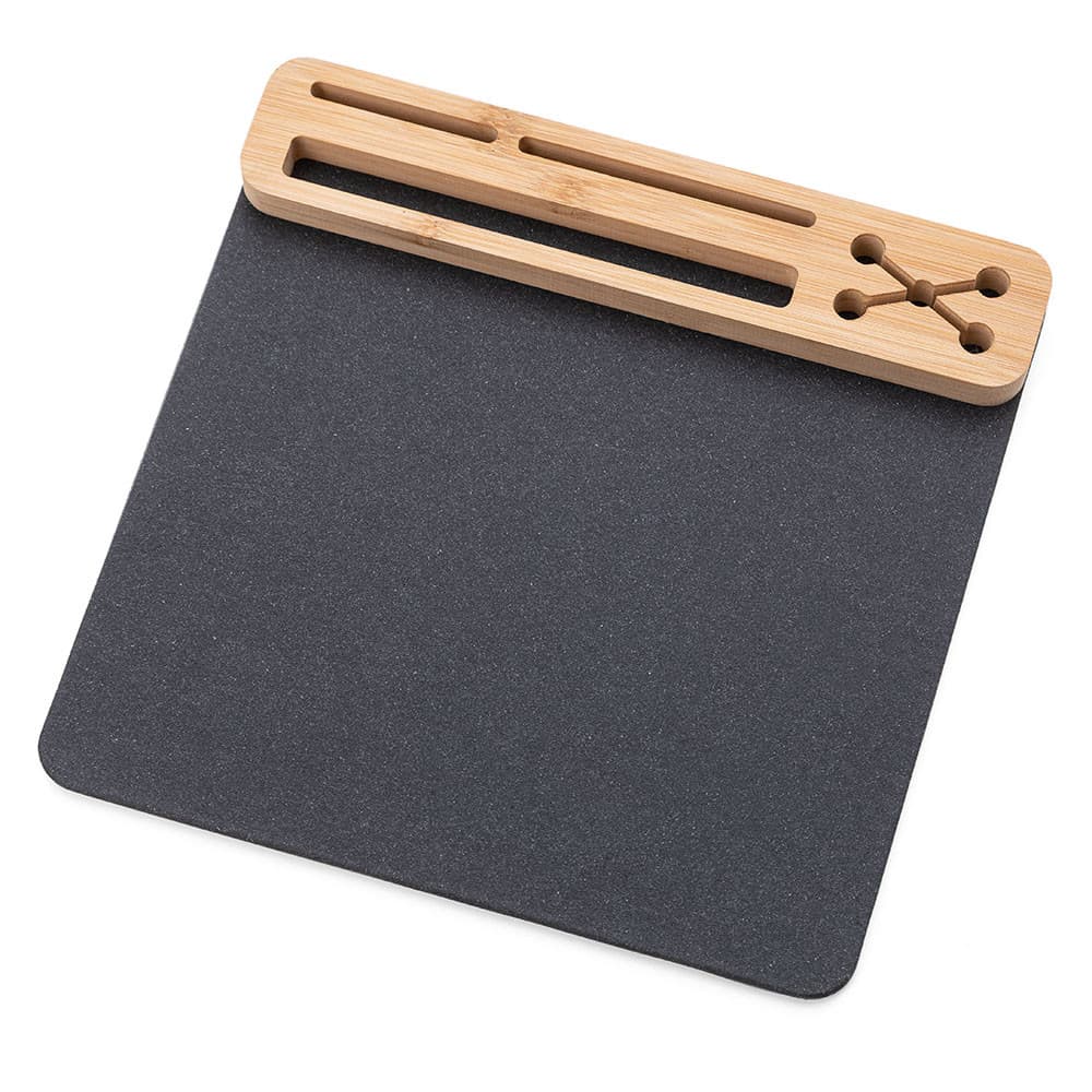 Mouse Pad em Bambu e Material Sintético Grafite - 25,5x25cm - Design Sustentável