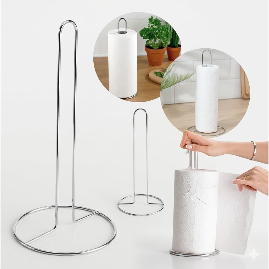 Suporte Porta Papel Toalha Inox Mesa Bancada Organizador Cozinha Porta Rolo Organizador