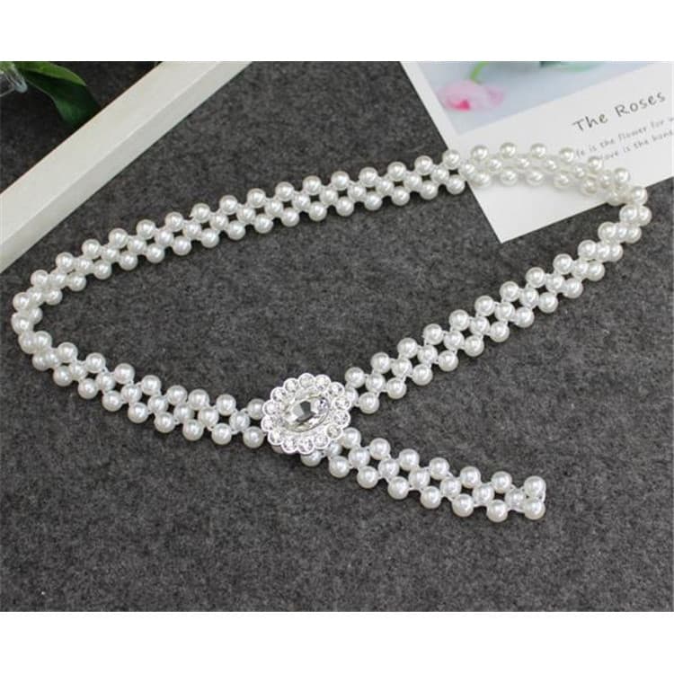 Cinto de pérola série novo estilo pérola branco fino elástico usar cinto elástico elegante estilo All-Match combinando t