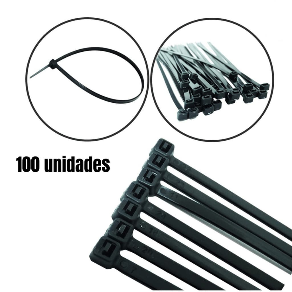 Abraçadeira de nylon pacote 100 unidades cintas plásticas