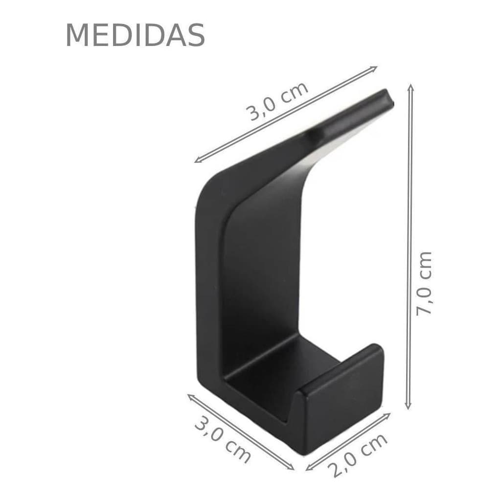 Kit 2 Gancho Suporte Pendurar Pano Toalha Em Cozinha Quarto Cor Preto