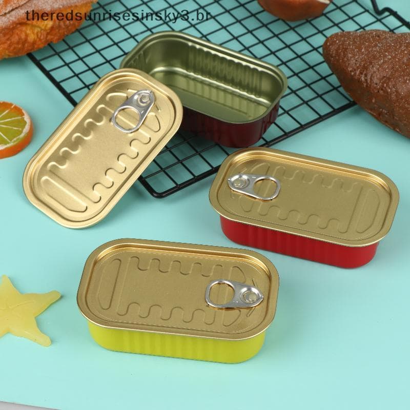 TSBR 2 Peças De Metal Retangular Vazia Mini Caixa De Lata Selada Para Alimentos Com Tampa De Anel De Tração Multiuso Peq