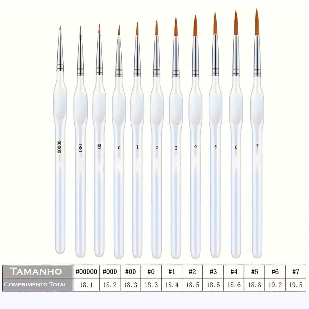 Kit 11 Pincéis Canetas Para Traços Finos Pintura Aquarela Decoração De Unhas Artesanato Modelismo