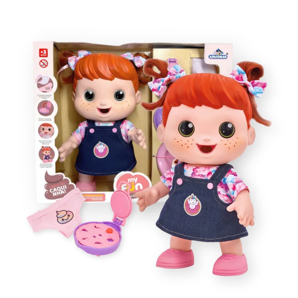 Boneca Grande Poo Baby Come e Faz Caquinha com Massinha