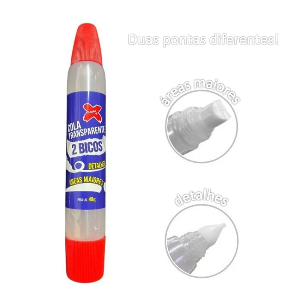 KIT 2 COLA GEL 2 BICOS TRANSPARENTE - MAKE+