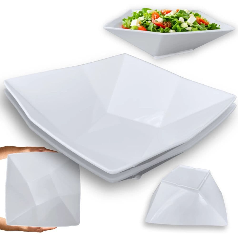 Travessas Geométricas Quadradas 32,5cm 2 Unidades Grandes para Buffet / Restaurante em Melamina