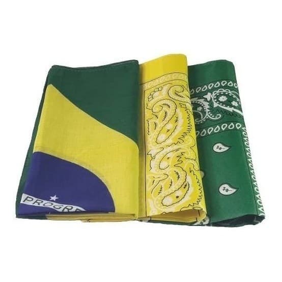 Bandanas Kit Com 3 - 1 Bandeira Do Brasil 1 Amarela 1 Verde