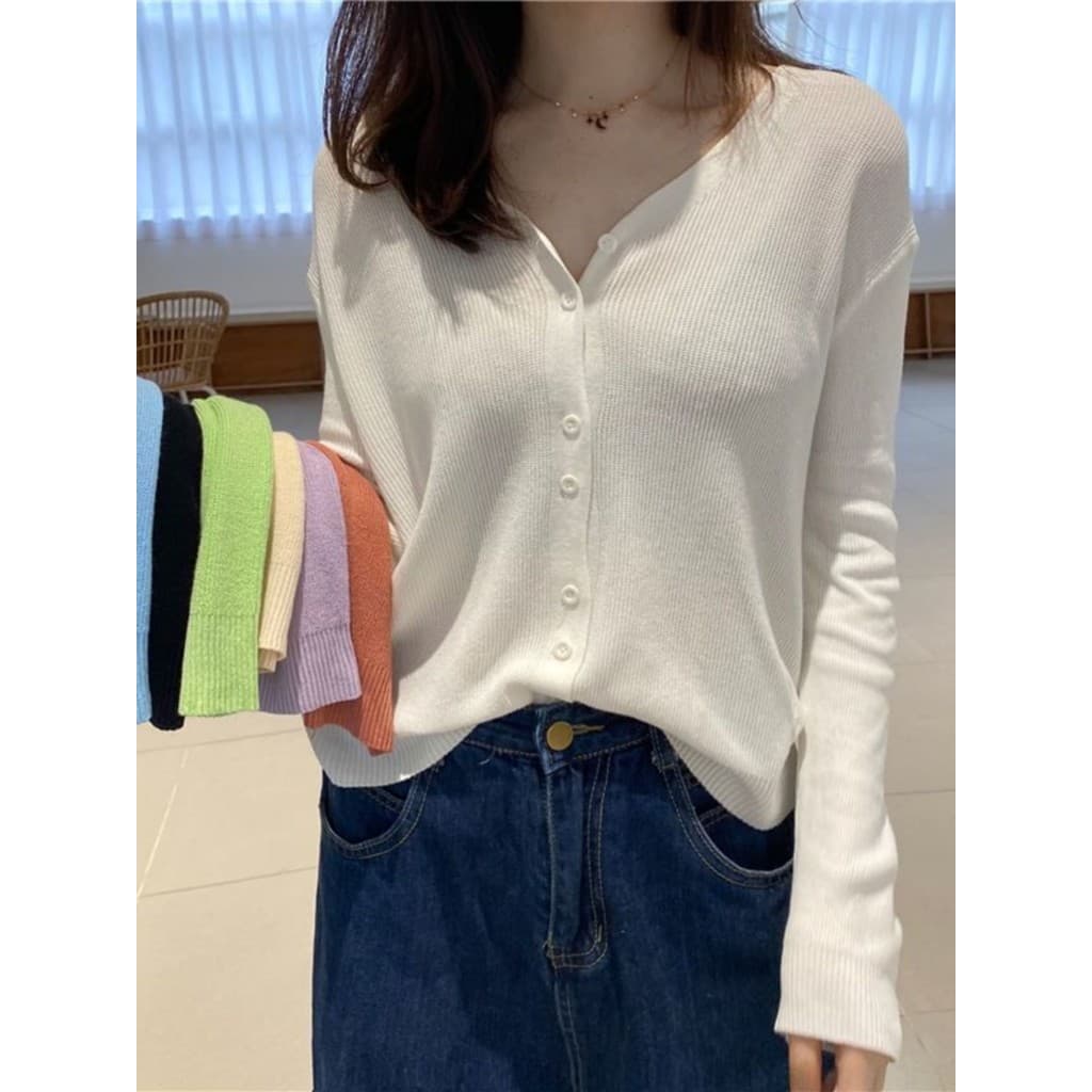 K malhas feminino exterior Cardigan xale jaqueta solta feminina primavera outono versão coreana estilo fino protetor sol