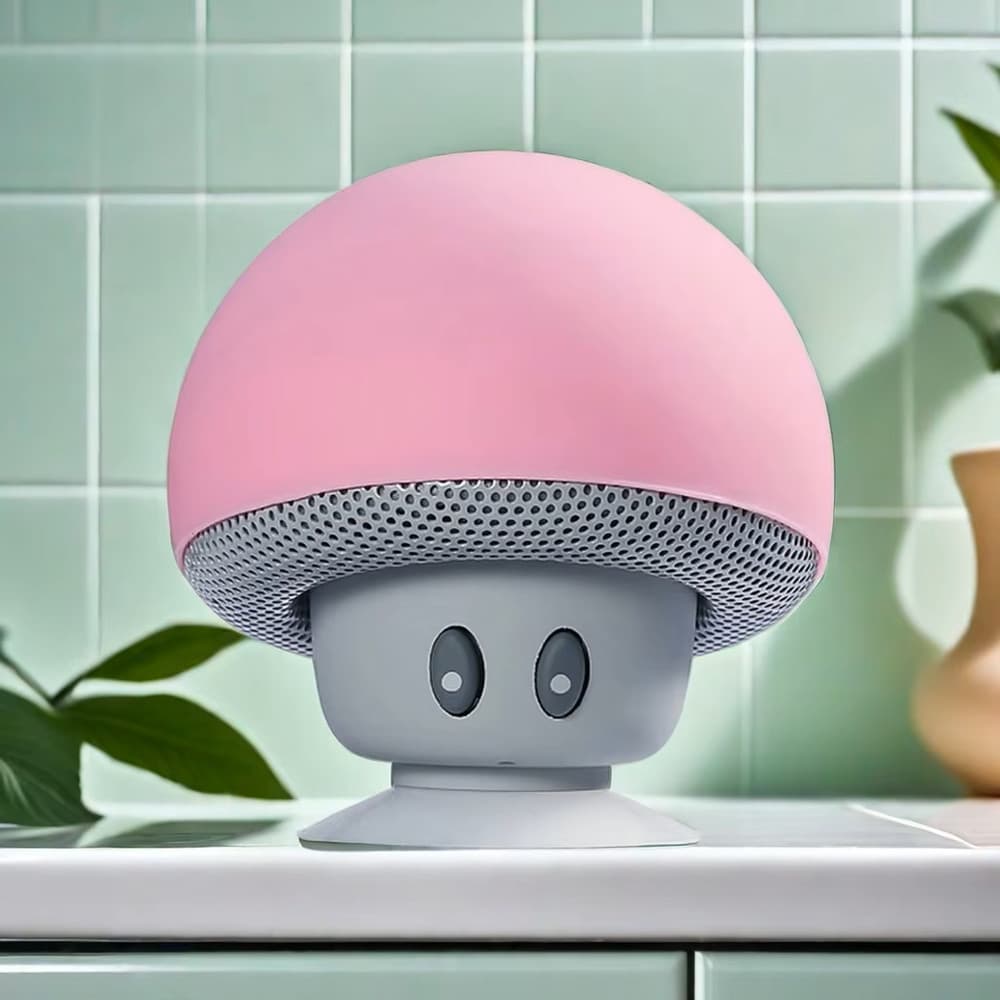 Alto-falante Bluetooth sem Fio com Ventosa, Cogumelo na cor Rosa