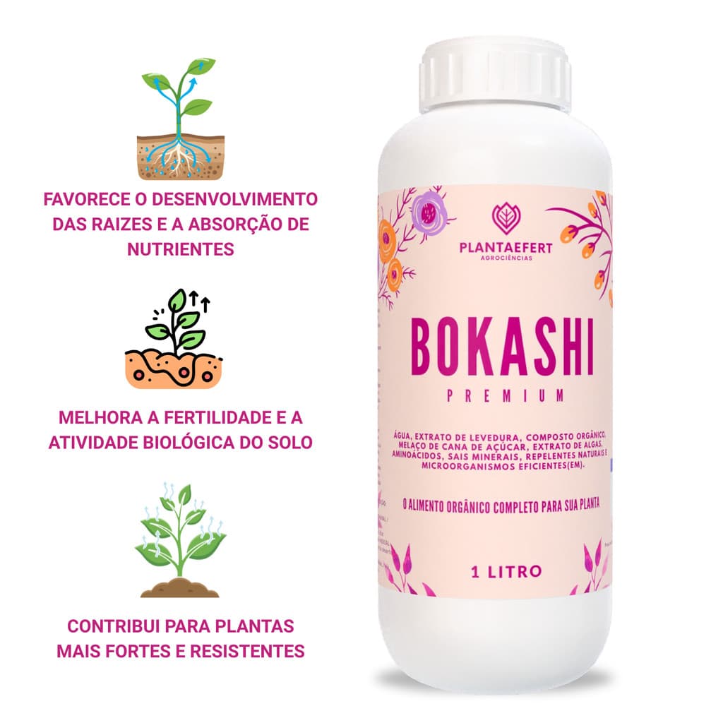 Adubo para Plantas Bokashi Adubo Orgânico 1L Para Aplicação Via Solo e Foliar - Para Horta Jardim e Pomar