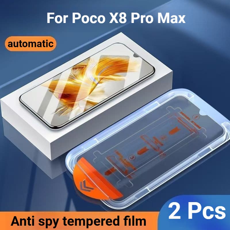 2 Pcs Poco X8 Pro Max Filme De Privacidade Anti-Espião Protetor De Tela De Vidro Temperado Com Um Clique Espionagem Para