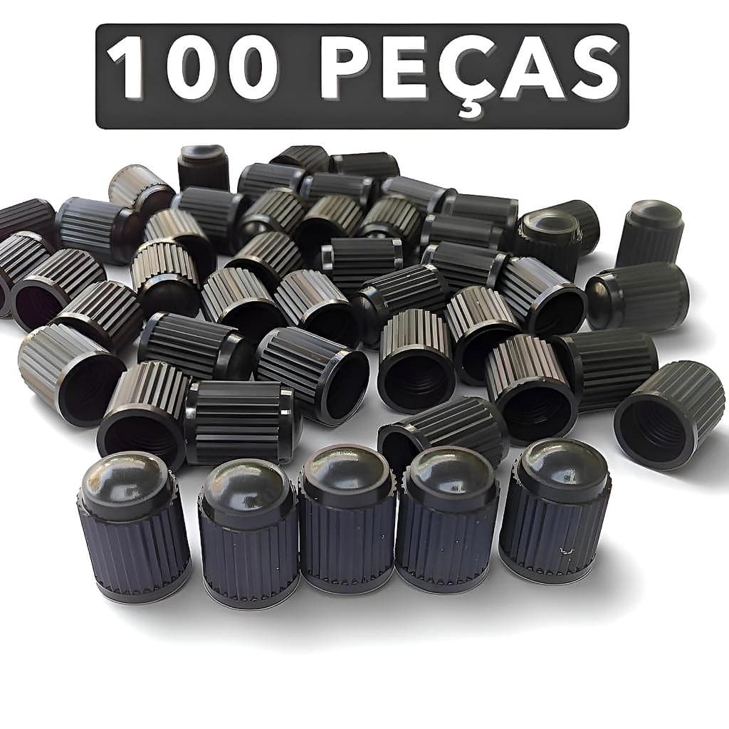 Kit 100 Tampinhas de Plástico Pretas Para Bico Válvula Pneu Carro Moto Bicicleta Original