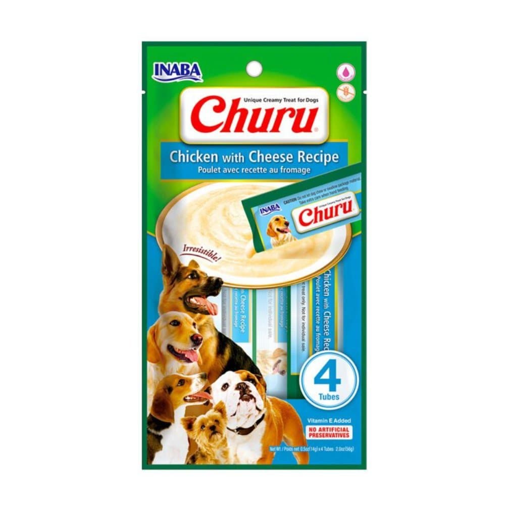 Petisco Churu Dog Original Inaba Frango com Queijo Para Caes De Todas As Raças e Portes