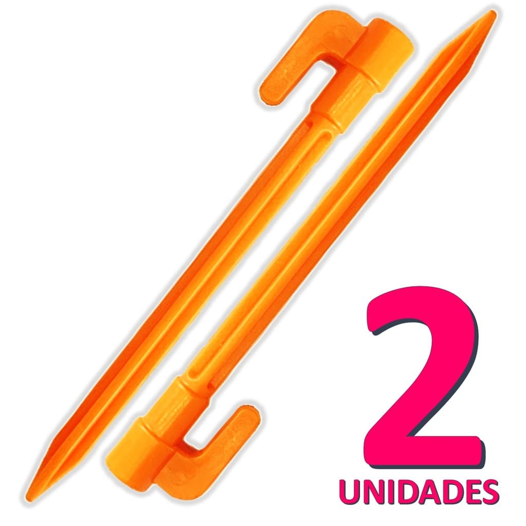 Estaca Espeque De Plástico 14cm Laranja Para Lona Tenda Barraca De Camping  Praia Fixador Anti Vento