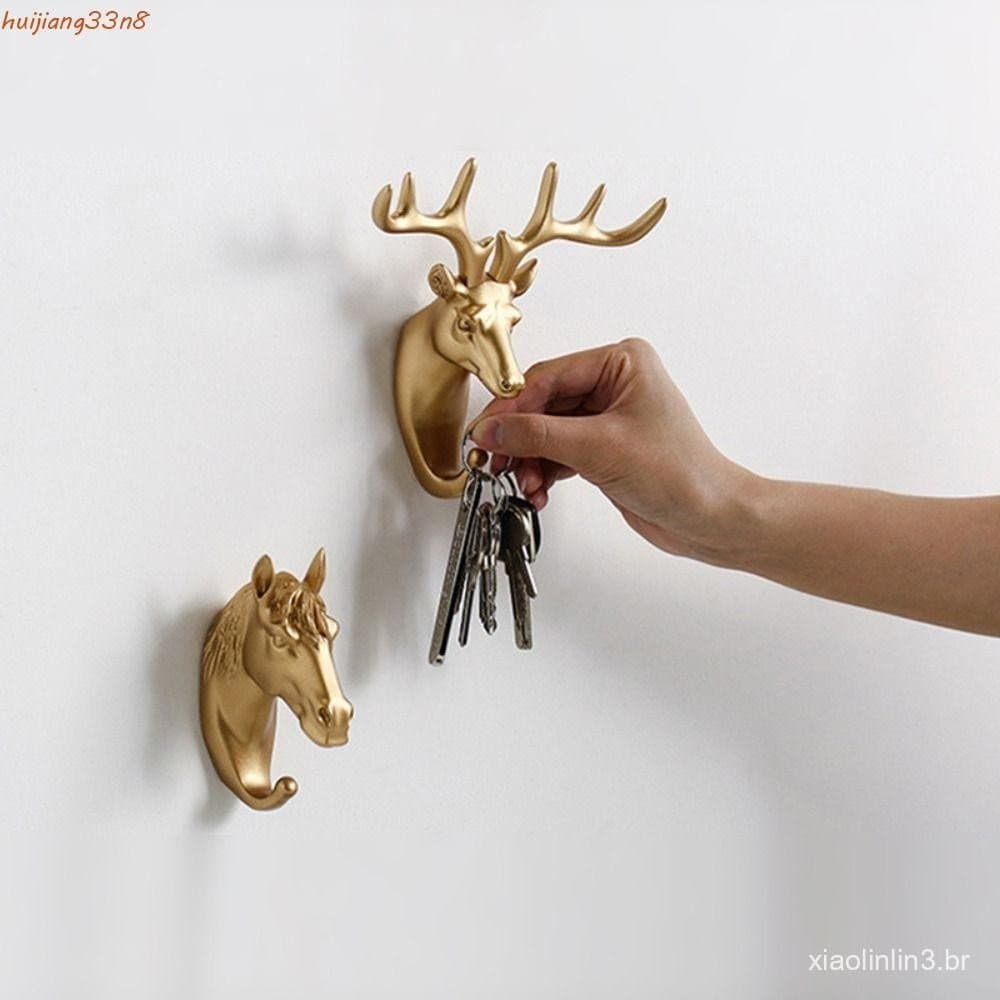 Gancho Decorativo De Cabeça De Animal HUIJIANG , Decoração De Suspensão De Parede Vintage De Simulação , Rack De Armazen
