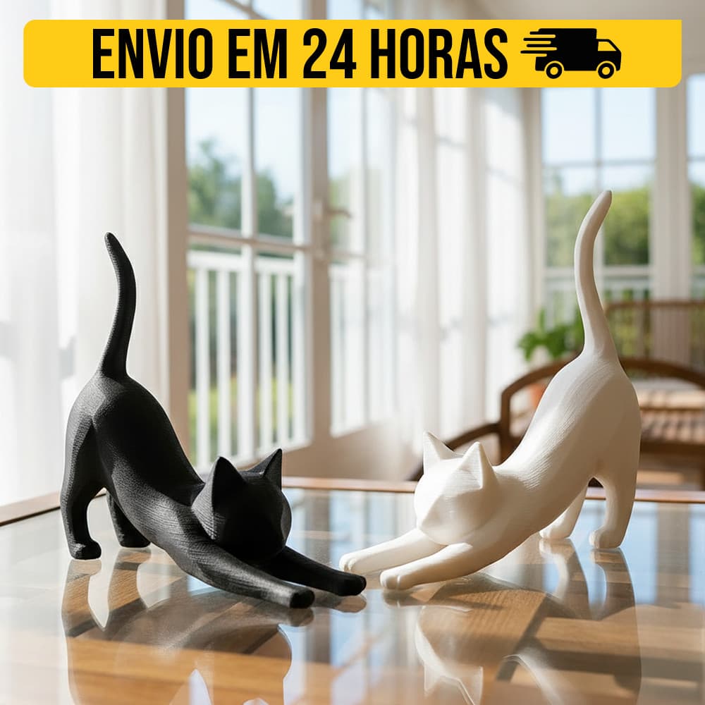 Escultura Gato Geométrico Enfeite Sala Rack Estante Centro De Mesa Decoração Moderna