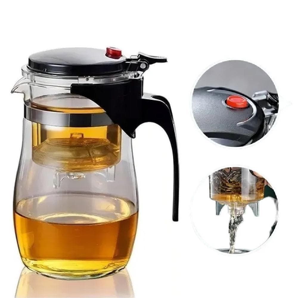 BULE VIDRO INFUSOR REMOVIVEL 900ML JARRA GRANDE COADOR CAFE CHA CHALEIRA TAMPA HERMETICA LUXO TRANSPARENTE