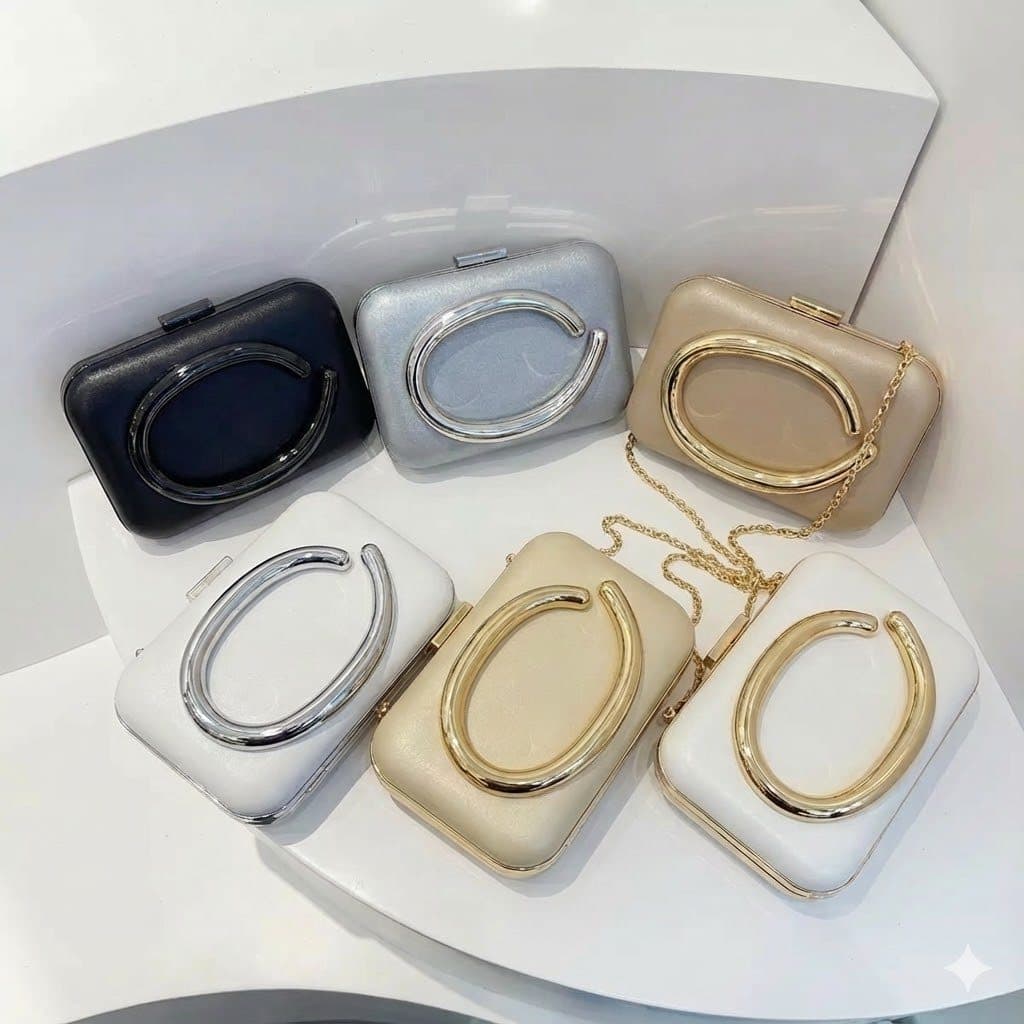 Bolsa Clutch Feminina Luxo para Festa e Casamento – Bolsa de Mão Elegante com Alça Corrente Metálica