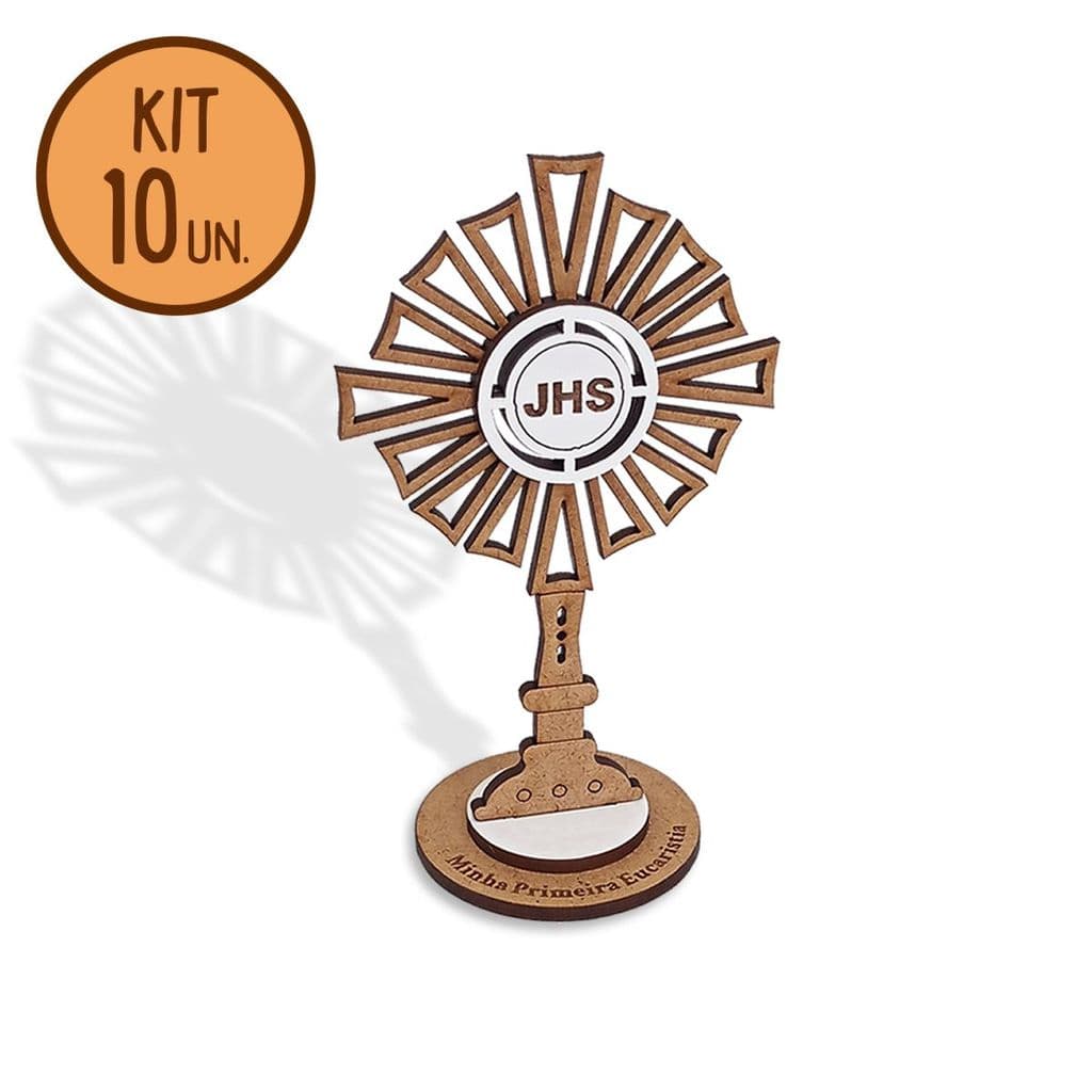 Kit 10 Lembrancinhas Primeira Eucaristia Ostensório JHS