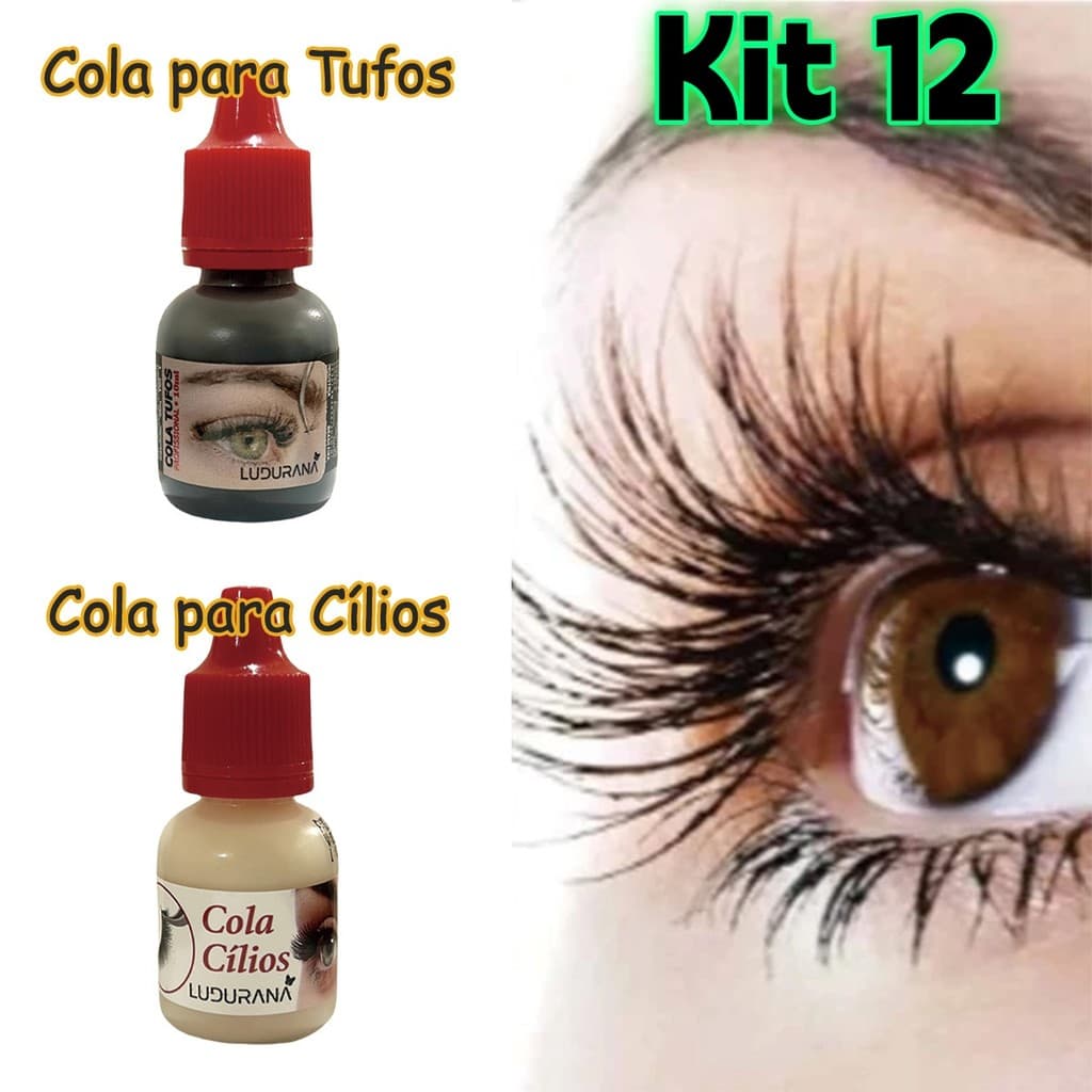Kit 12 Colas para Cílios Ludurana | Atacado Revenda | Tufos ou Postiços Tradicional 10ml