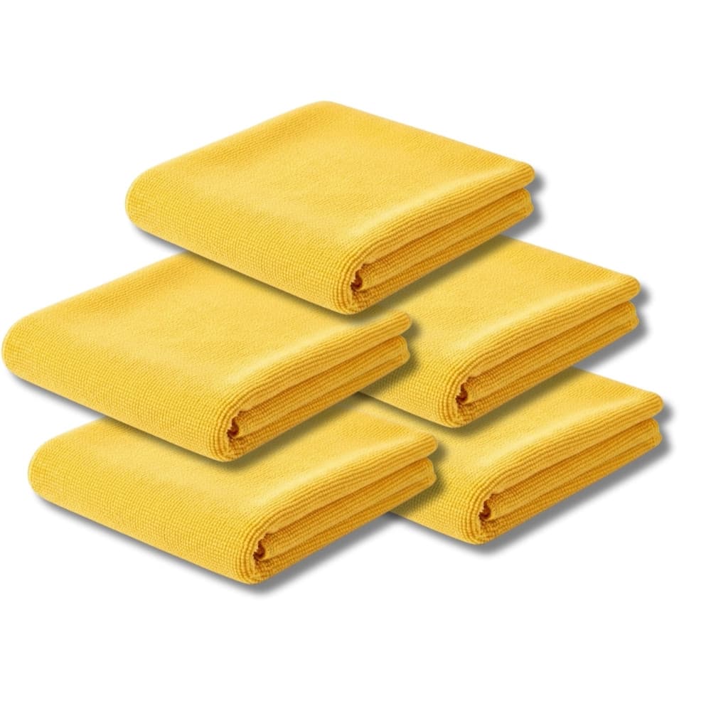 Kit 5 Flanelas de Microfibra 40x40 Amarela Secagem Top