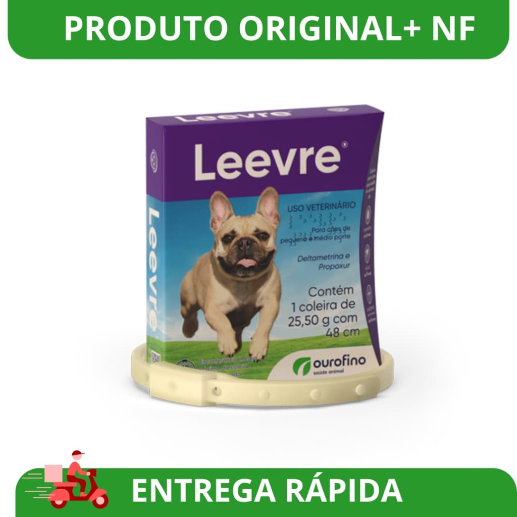Coleira Anti Pulgas e Carrapatos Leevre P/M - 48cm
