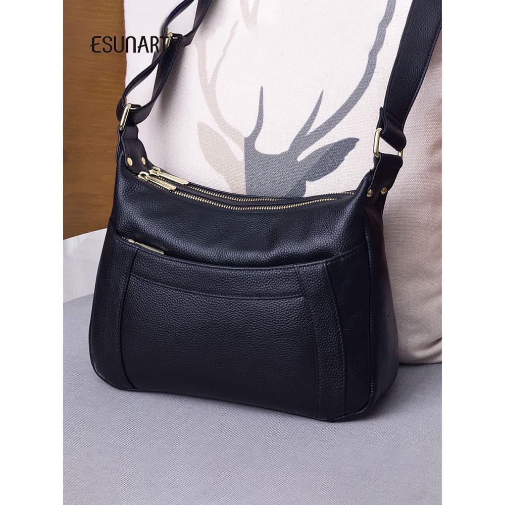 Bolsa mensageiro de couro genuíno genuíno feminina 2026 novo estilo moda multicamadas bolsa de ombro de couro macio de g