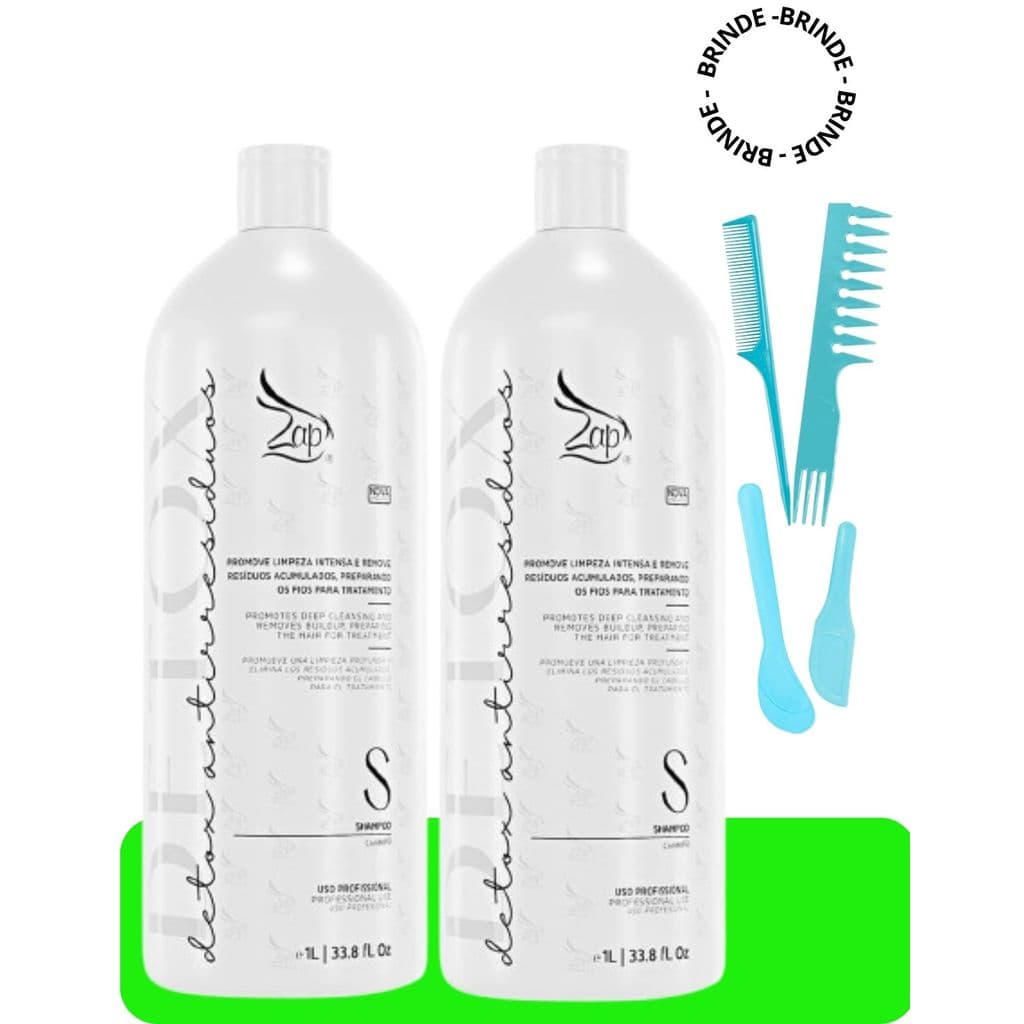 Kit Shampoo Anti Resíduos Detox Zap Limpeza Intensa 2x1L