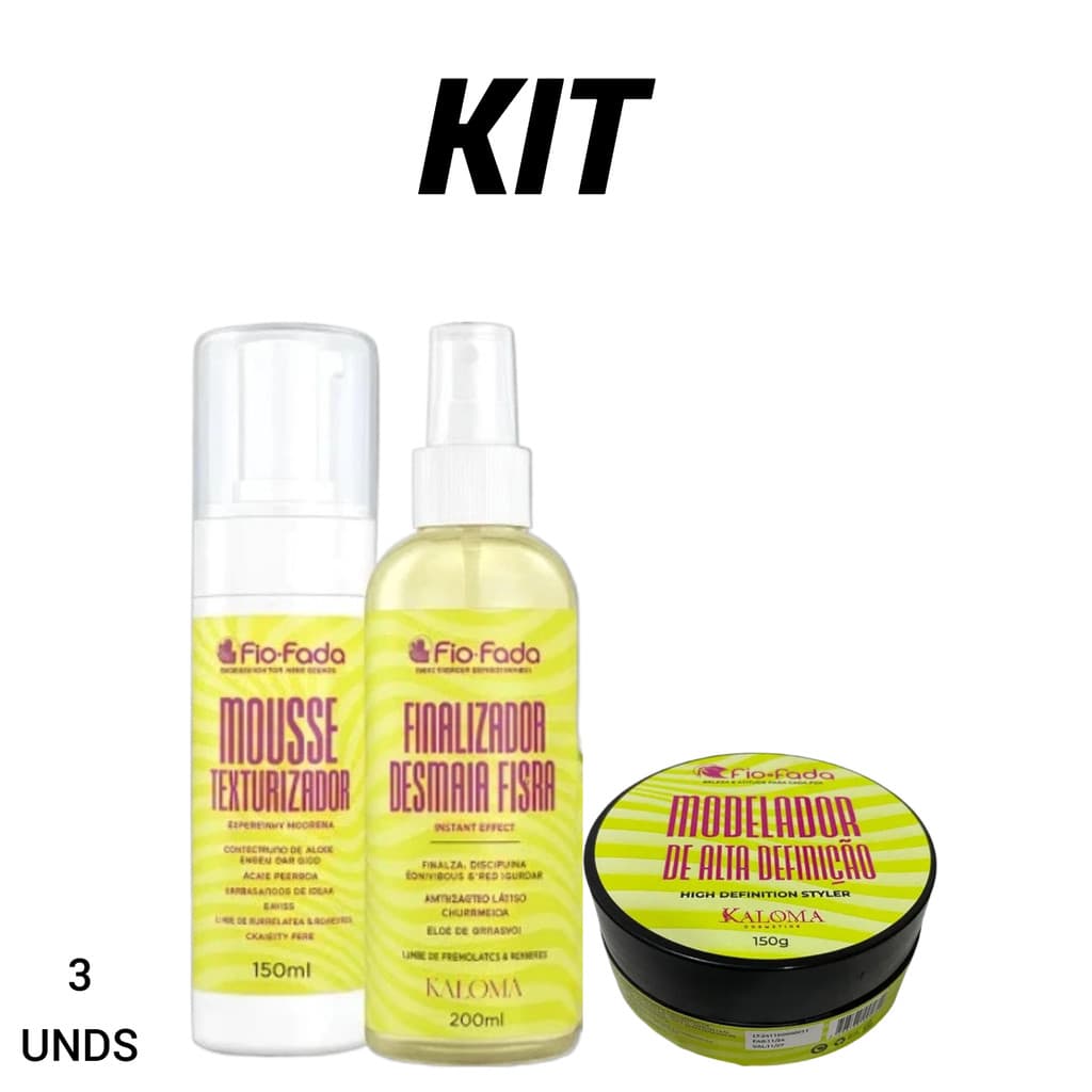 Finalizador Desmaia Fibra + Mousse Texturizador + 1 Pomada Modeladora 150g