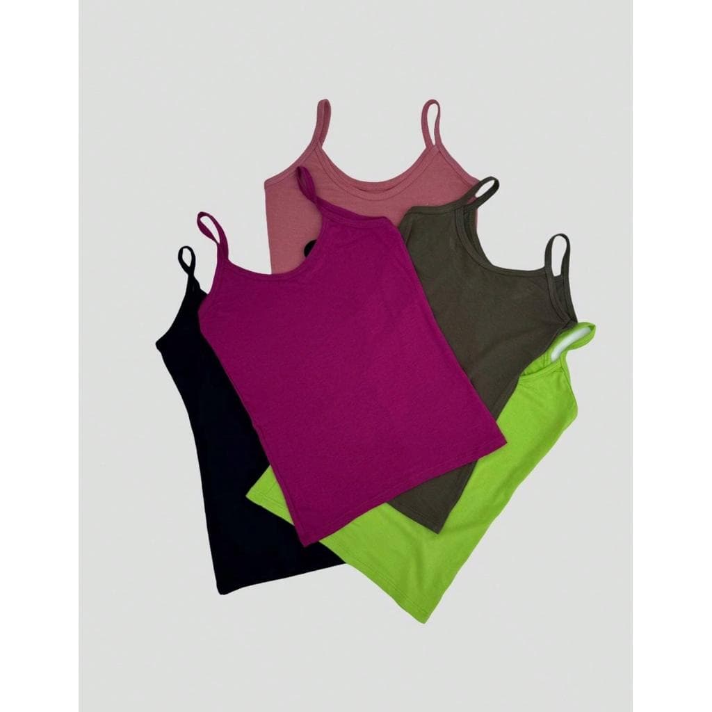 Kit 5 Regatas Femininas Com Alça Fina Básica Diário Casual Moda Feminina Praia Academia Essencial