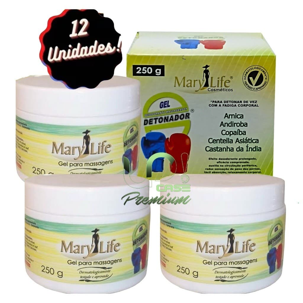 12 Unidades Gel Detonador 21 Ervas 250g Mary Life