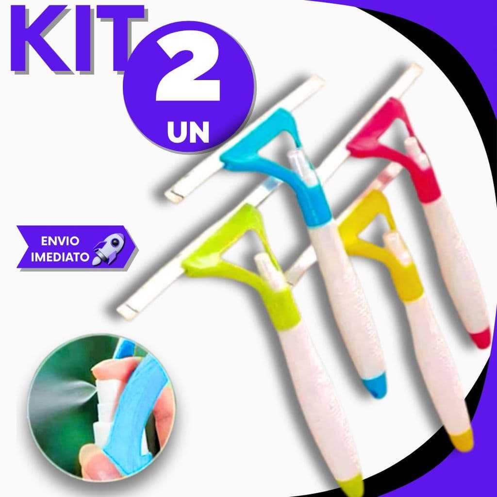 Kit Rodo Limpa Vidros Mesa Janelas e Pia com Spray Borrifador Multiuso 3x1 P/ Cozinha Casa