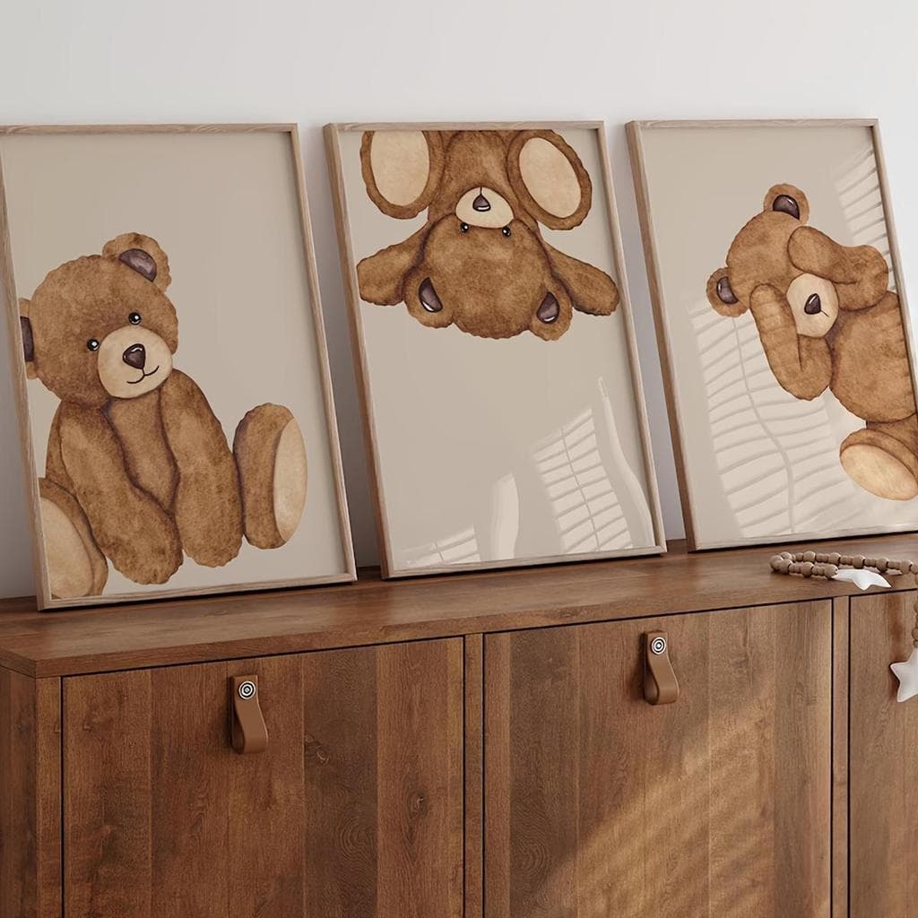 Quadros Decorativos 3 Peças Ursos Infantil Pelucia