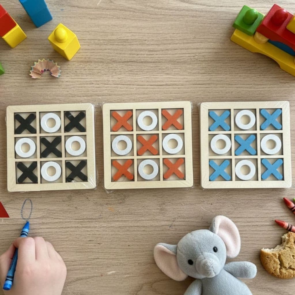 Jogo da Velha MDF 10x10cm – Brinquedo Educativo Infantil para Raciocínio Lógico e Coordenação Motora