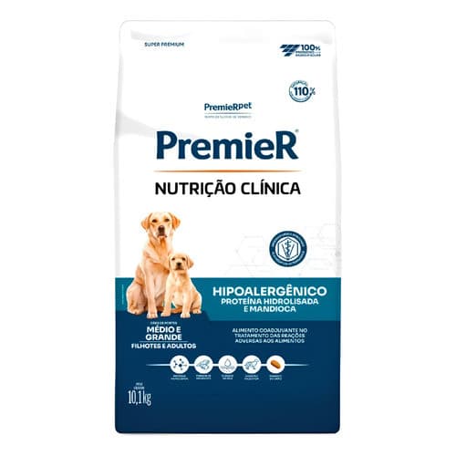 Ração Premier Hipoalergenica Medio Proteina Mandioca 10,1kg