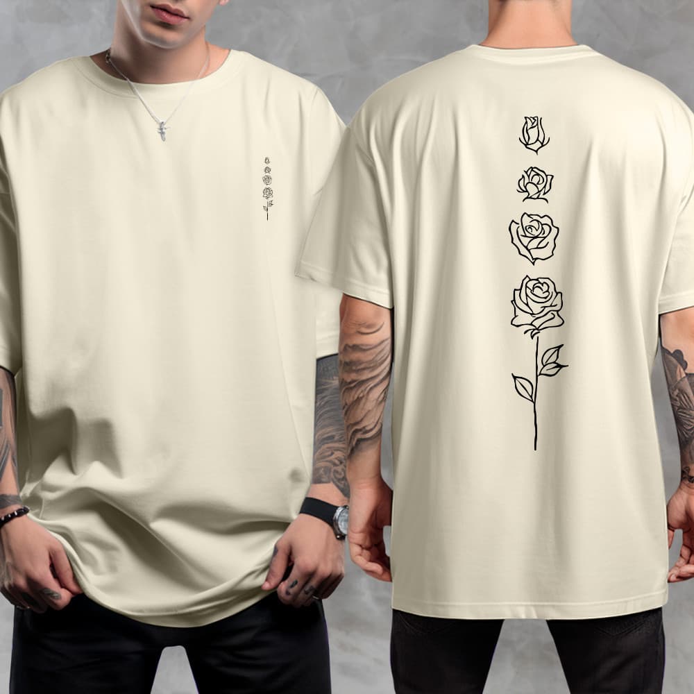 Camisa Casual Camiseta Masculina Estampa Rosas Fases Tecido 30.1 T-shirt 100% Algodão Unissex