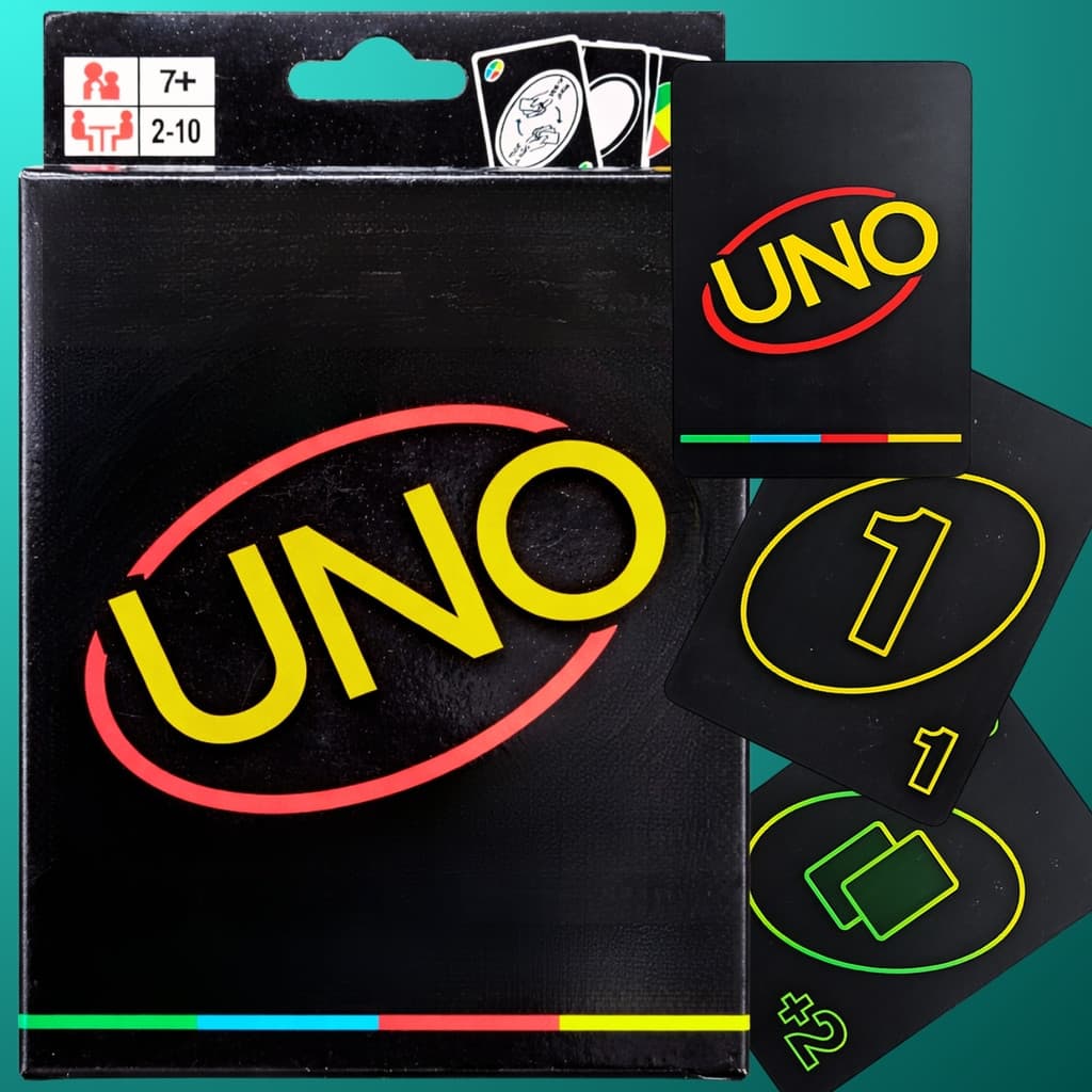 Uno Preto Minimalista Jogo de Cartas 108 Cartas para 2-10 Jogadores Idade 7+ Divertido