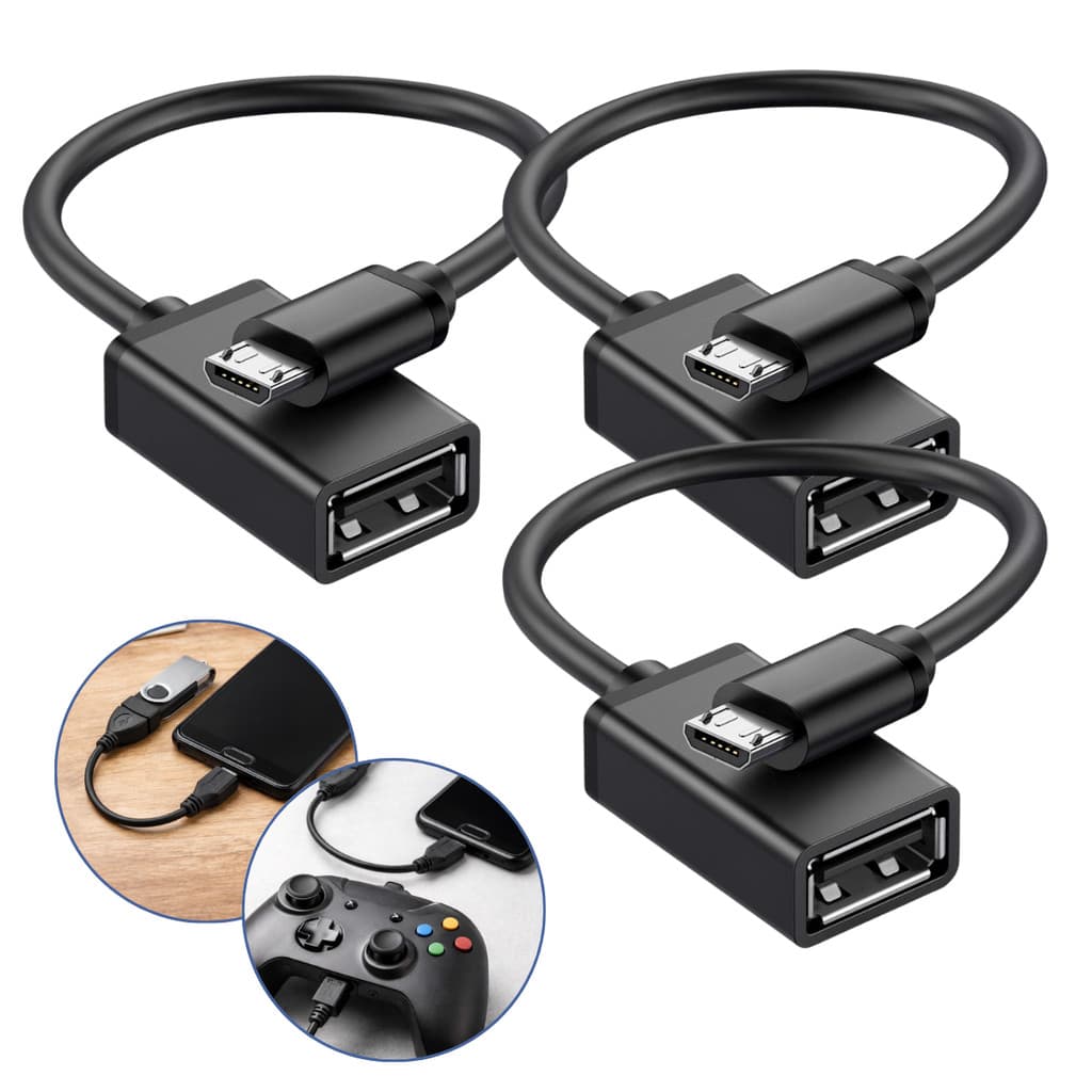 Kit 3 Cabo Otg Usb Tablet Celular Pendrive V8 Adaptador Conversor
