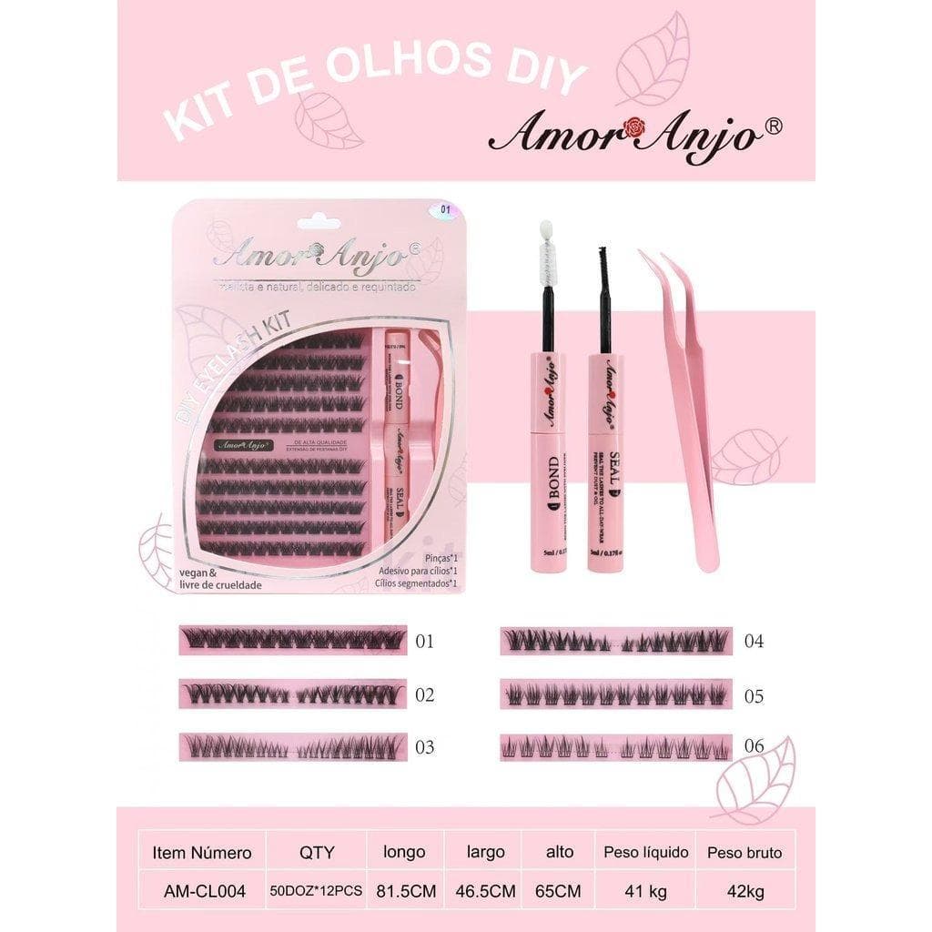 Kit Completo de Cílios Postiços 3D 5D 6D DIY – Adesivos, Selos e Pinças Profissionais