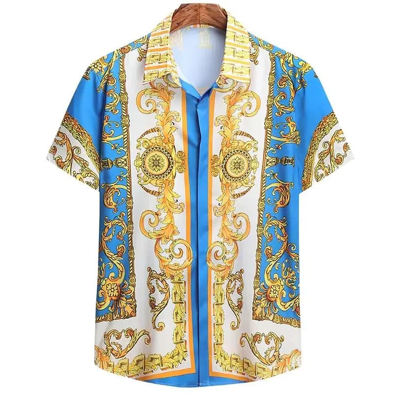Camisas Havaianas Respiráveis, Camisas Masculinas Francesas Barrocas, Estampas 3D, Moda de Rua, Camisas Masculinas Solta