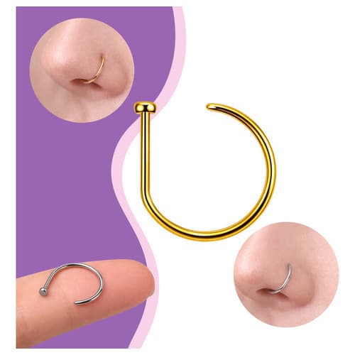 Piercing De Nariz D Ring Fininho 0.8mm Dourado