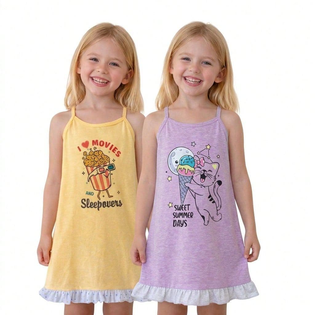 Kit 2 Camisola Infantil Menina Verão Alcinha Babadinho De Malha Barato Estampa Sortida