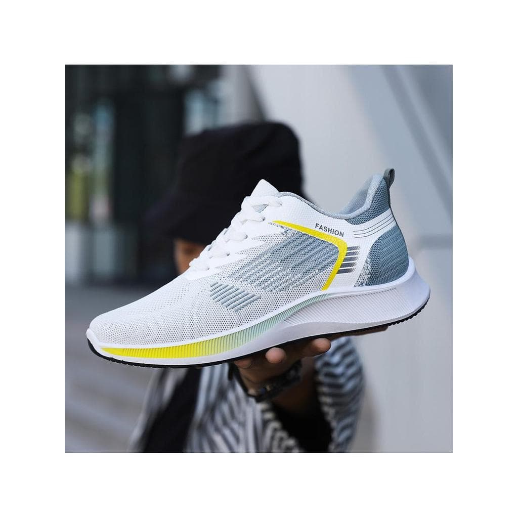 Tênis de corrida masculino moda na moda sapatos novo estilo voando tecido malha leve respirável sapatos casuais juventud