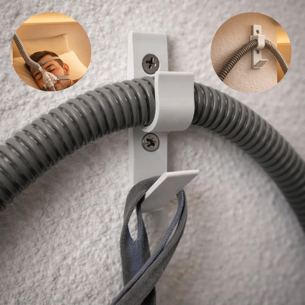 Suporte Gancho Mangueira CPAP Parede Organizador Com Parafusos Branco